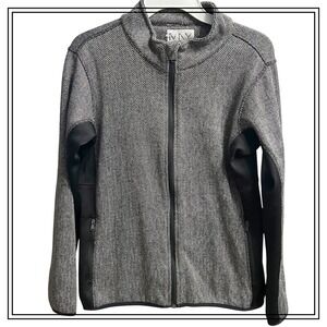 Marc New York Andrew Marc Womens‎ L Full Zip Herringbone Jacket Black White